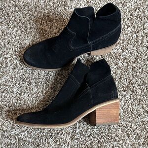 BP Black Ankle Booties with Wooden Heel